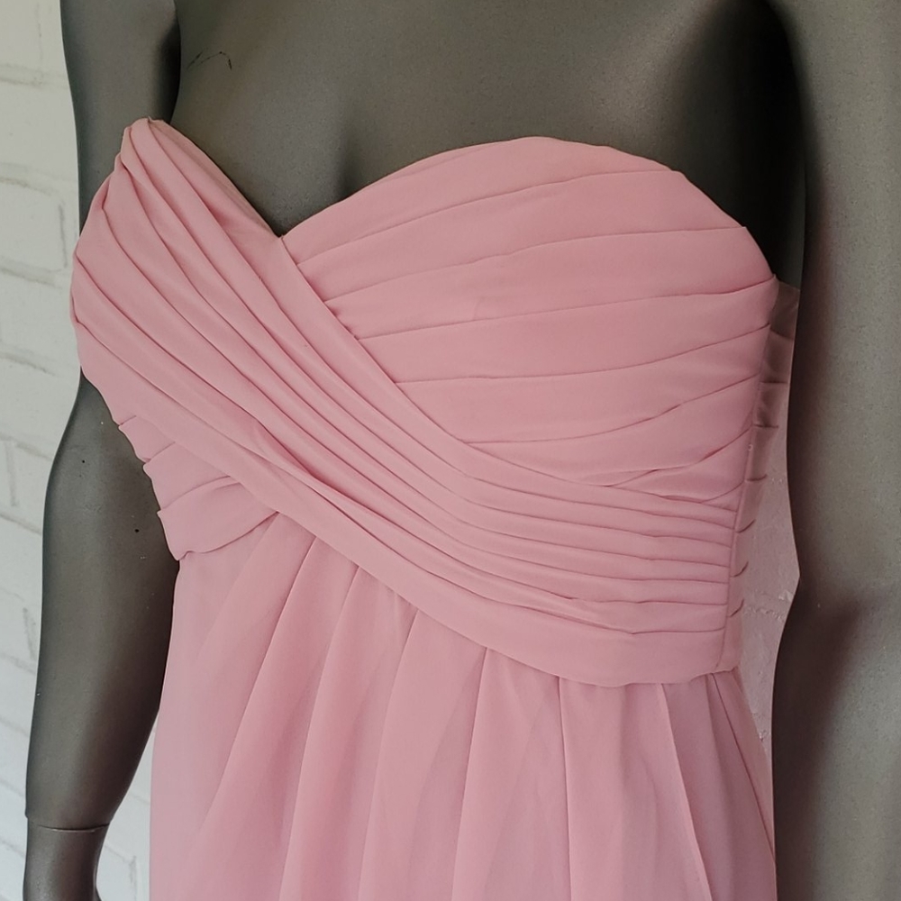 Mori Lee pink strapless mini dress